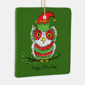 Owl Funny Kerstmis Kinder Keramisch Ornament (Rechts)