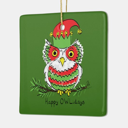 Owl Funny Kerstmis Kinder Keramisch Ornament (Links)