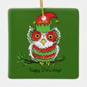 Owl Funny Kerstmis Kinder Keramisch Ornament (Voorkant)