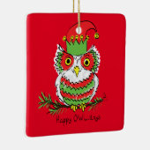 Owl Funny Kerstmis Kinder Keramisch Ornament (Rechts)