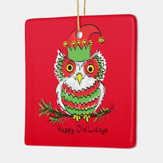 Owl Funny Kerstmis Kinder Keramisch Ornament (Links)