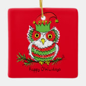 Owl Funny Kerstmis Kinder Keramisch Ornament (Voorkant)