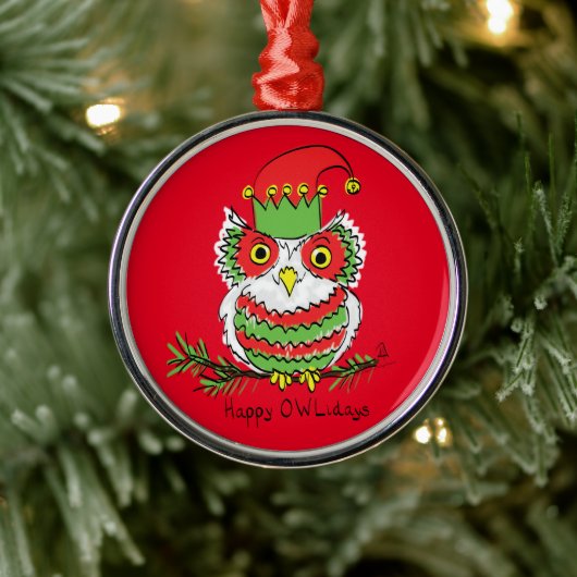 Owl Funny Kerstmis Kinder Metalen Ornament (Boom)
