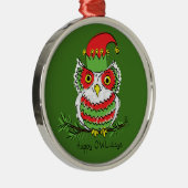 Owl Funny Kerstmis Kinder Metalen Ornament (Rechts)