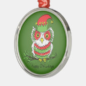 Owl Funny Kerstmis Kinder Metalen Ornament (Links)