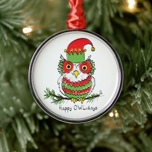 Owl Funny Kerstmis Kinder Metalen Ornament (Boom)