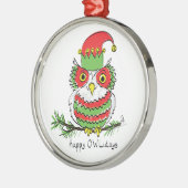 Owl Funny Kerstmis Kinder Metalen Ornament (Links)
