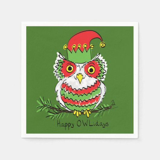 Owl Funny Kerstmis Kinder Servet (Voorkant)