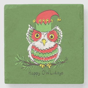 Owl Funny Kerstmis Kinder Stenen Onderzetter