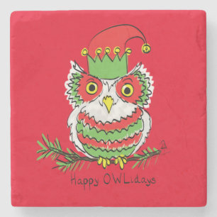 Owl Funny Kerstmis Kinder Stenen Onderzetter
