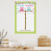 Owl Gender onthullen Baby shower stemspel Poster (Keuken)