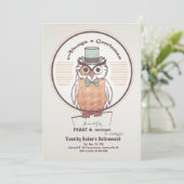 Owl Gentleman Invitation Kaart (Staand voorkant)