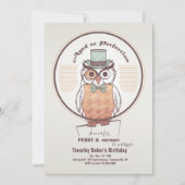 Owl Gentleman Invitation Kaart (Voorkant)