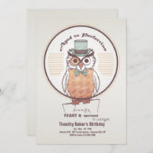 Owl Gentleman Invitation Kaart (Voorkant / Achterkant)