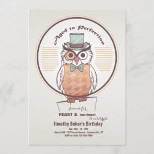 Owl Gentleman Invitation Kaart