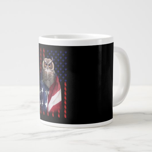 Owl Gift | Owl Cool Flag Usa Grote Koffiekop (Voorkant rechts)