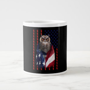 Owl Gift Owl Cool Flag Usa Grote Koffiekop