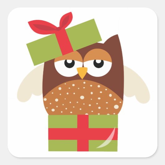 Owl Gift Square Sticker (Voorkant)