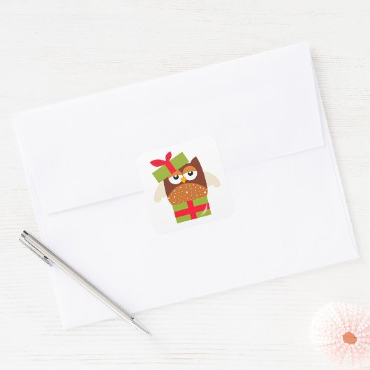 Owl Gift Square Sticker