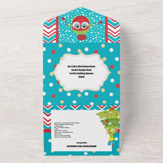 Owl gingerbrood koekje snoep in sneeuwrecept all in one uitnodiging (Buitenkant)