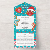 Owl gingerbrood koekje snoep in sneeuwrecept all in one uitnodiging (Binnen)