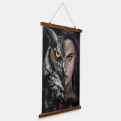Owl Girl - Emotion Hanging Tapestry - Painting Hangend Wandkleed (Gebogen)