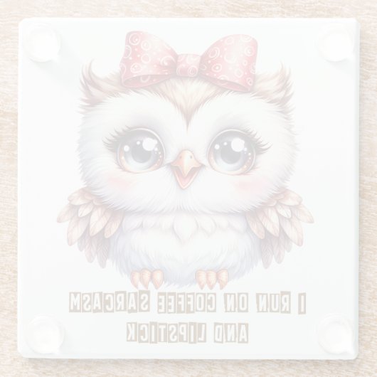 Owl Glazen Onderzetter (Achterkant)