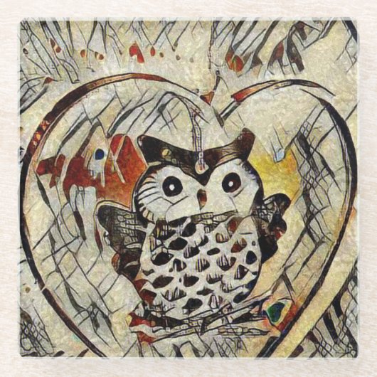 Owl Glazen Onderzetter (Voorkant)