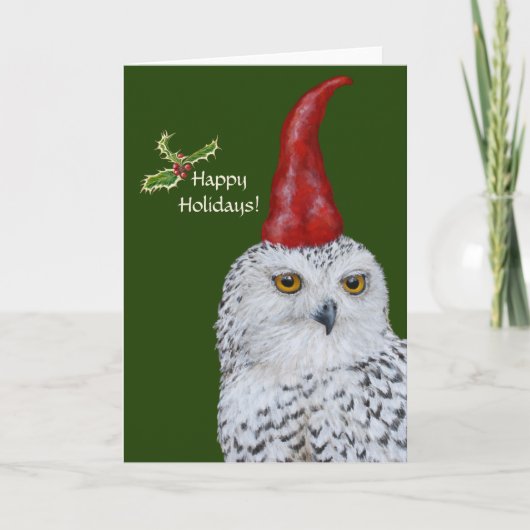 Owl Gnome Folded vakantiedag Kaart (Voorkant)