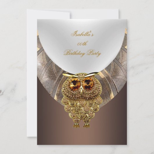 Owl Gold Coffee Elegant Birthday Party Kaart (Voorkant)