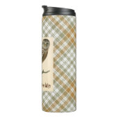 Owl Gold Green Plaid Thermal Tumbler Thermosbeker (Geroteerd rechts)