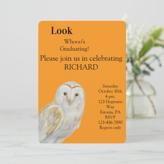 Owl Graduation Invitation Aankondiging (Staand voorkant)