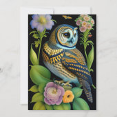 Owl Green Floral Illustralized Personalized Bedankkaart (Voorkant)