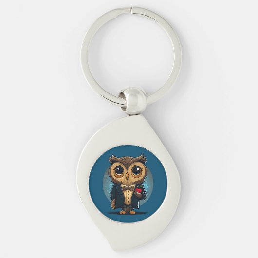 Owl Groom in Love: Perfect Valentijnsdag Gift Sleutelhanger (Voorkant)
