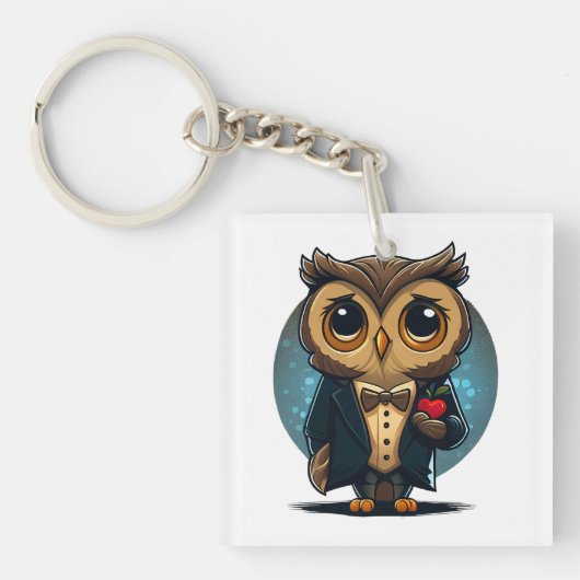 Owl Groom in Love: Perfect Valentijnsdag Gift Sleutelhanger (voorkant)