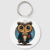 Owl Groom in Love: Perfect Valentijnsdag Gift Sleutelhanger (Voorkant)