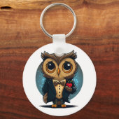 Owl Groom in Love: Perfect Valentijnsdag Gift Sleutelhanger (Voorkant)