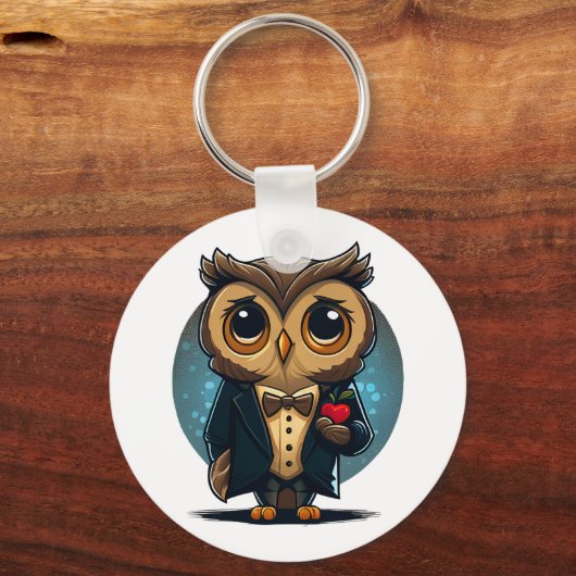 Owl Groom in Love: Perfect Valentijnsdag Gift Sleutelhanger (Voorkant)