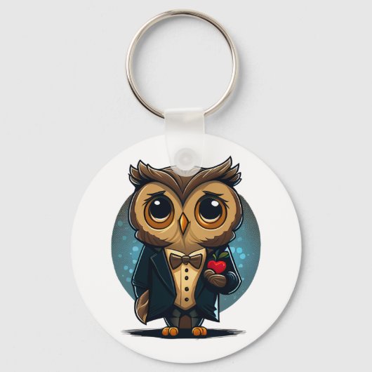 Owl Groom in Love: Perfect Valentijnsdag Gift Sleutelhanger (Achterkant)