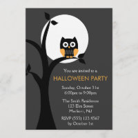 Owl Halloween Party-uitnodigingen