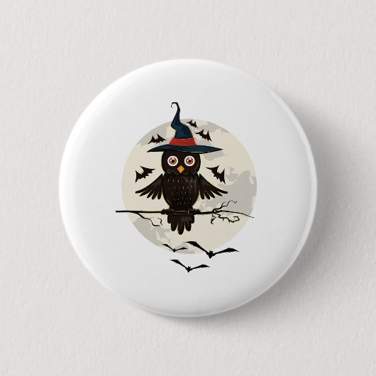Owl Halloween Ronde Button 5,7 Cm (Voorkant)