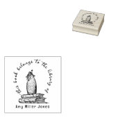Owl handgeschreven Elegant Library Boeken Rubberstempel (Gestempeld)