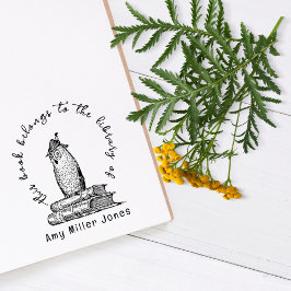  Owl handgeschreven Elegant Library Boeken Rubberstempel