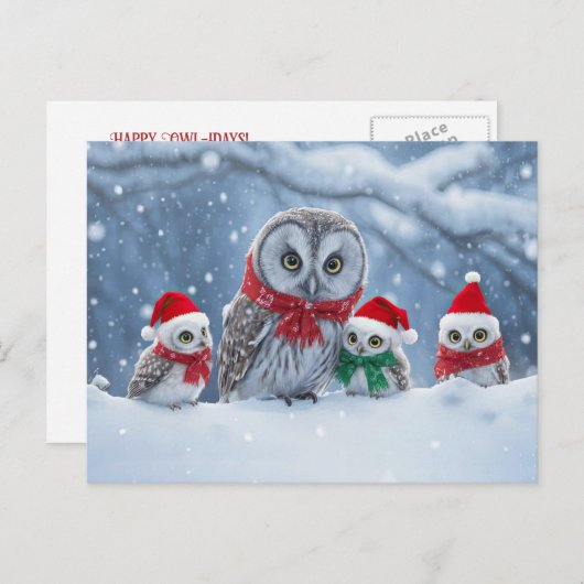 Owl Happy Holidays Cute and Fun Feestdagenkaart (Voorkant / Achterkant)