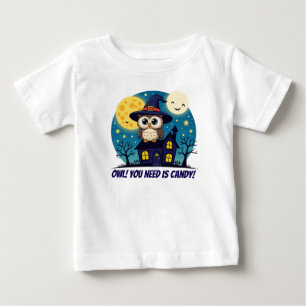 Owl & Haunted House Halloween Kinder T-shirt – Sch