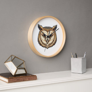 Owl head designed wall watch