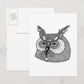 Owl Head Zendoodle Briefkaart (Voorkant / Achterkant)
