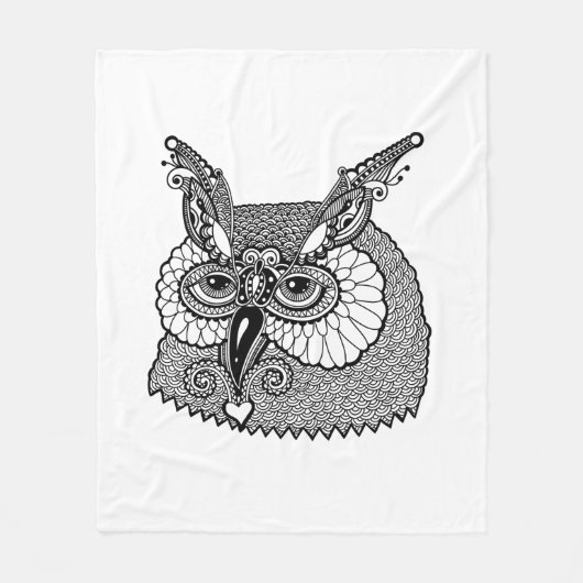 Owl Head Zendoodle Fleece Deken (Voorkant)