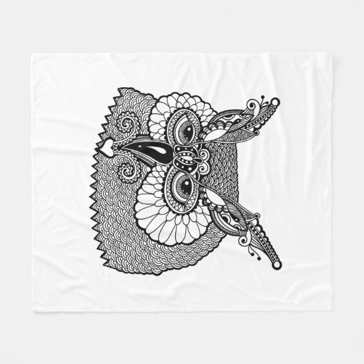 Owl Head Zendoodle Fleece Deken (Voorkant (Horizontaal))
