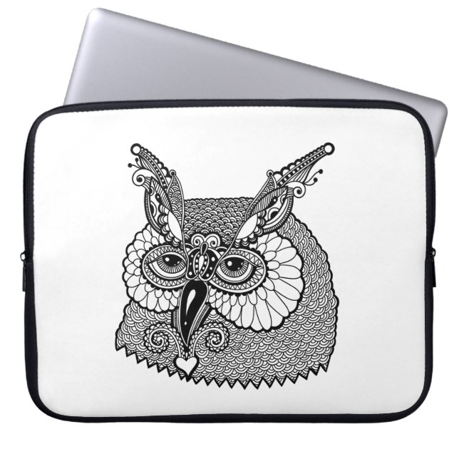 Owl Head Zendoodle Laptop Sleeve (Voorkant)